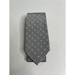 Calvin Klein Gray and Black Geometric Pattern Silk Blend Slim Designer Tie NWT